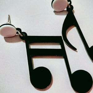 Black and White Music Note Earrings